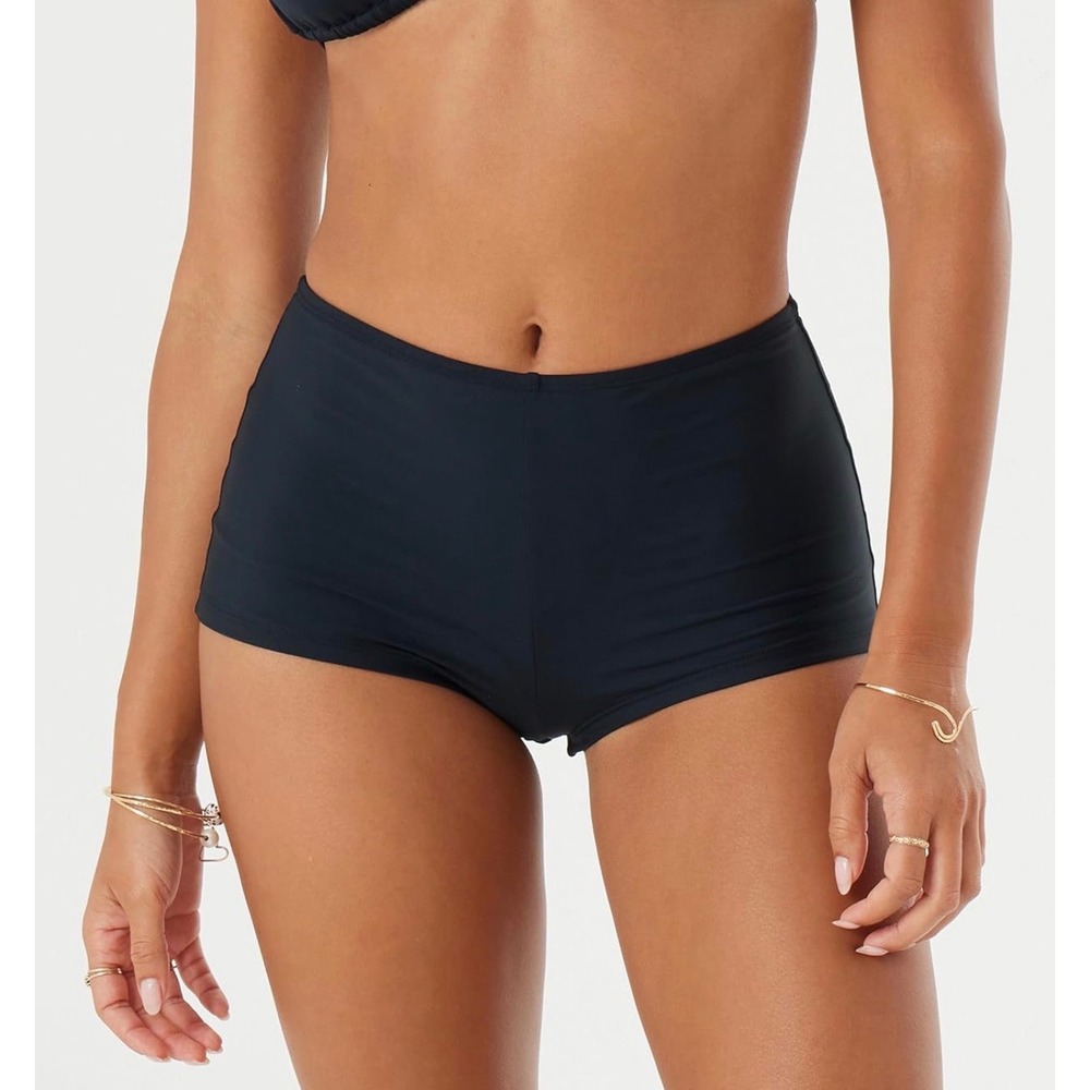 NWT Roxy Women's Black Boy Short Cheeky Bikini Swim Bottoms UPF 50+ XL